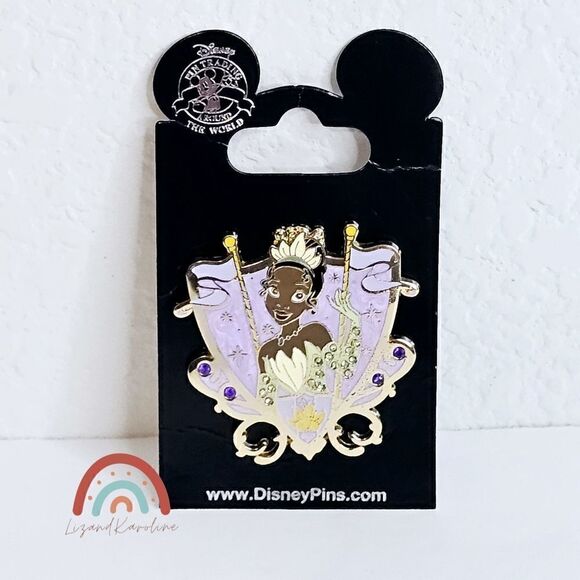 New! Disney Parks Princess and the Frog Princess Tiana Jeweled Crest Trading Pin - Picture 1 of 4
